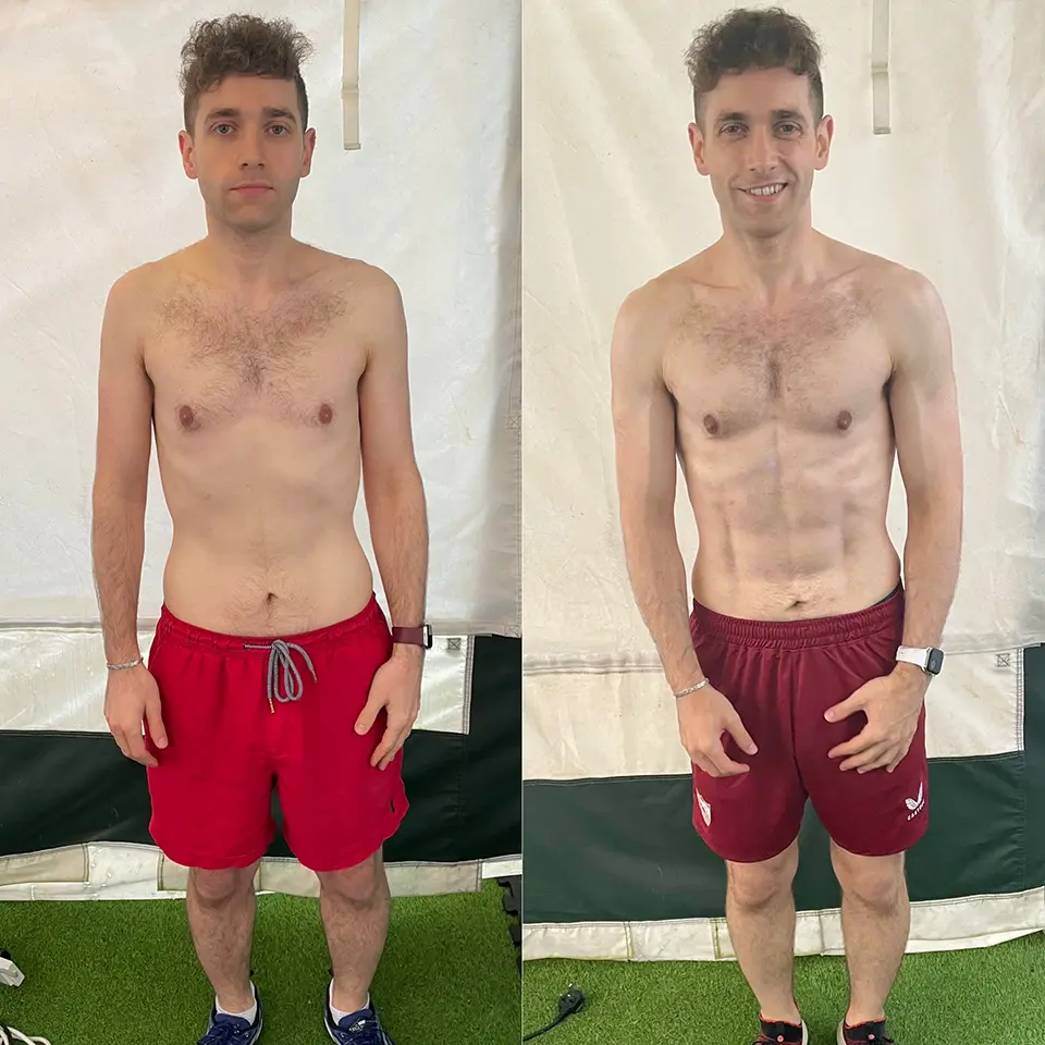 Sam's 12-week transformation. Fat loss, muscle building and confidence boost through personalised coaching. Sustainable nutritionist education, life coaching, online and face-to-face personal training program. Weight training. Strength training. Bushey and St Albans. 2023. Mark Ludlow - The Life Changing Health Coach